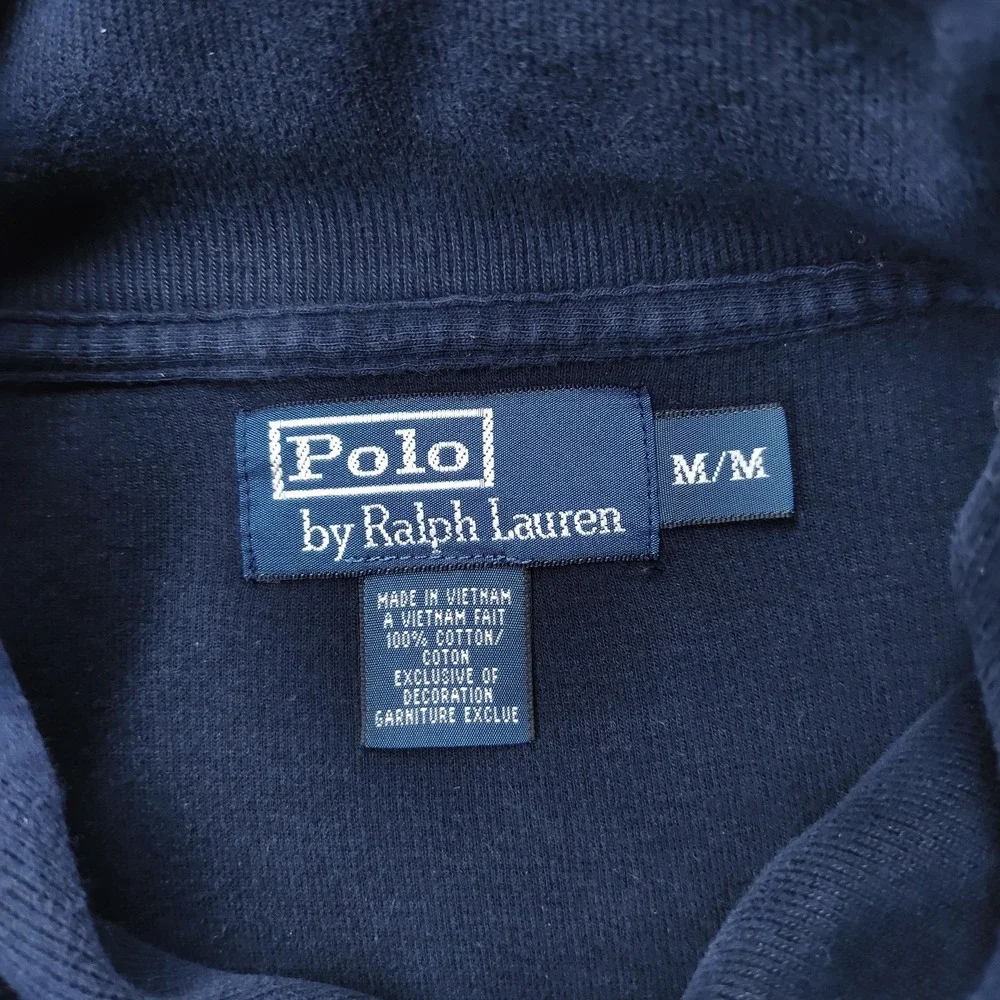 Polo Ralph Lauren Sweater Mens Medium Navy Mock Neck Button Pullover